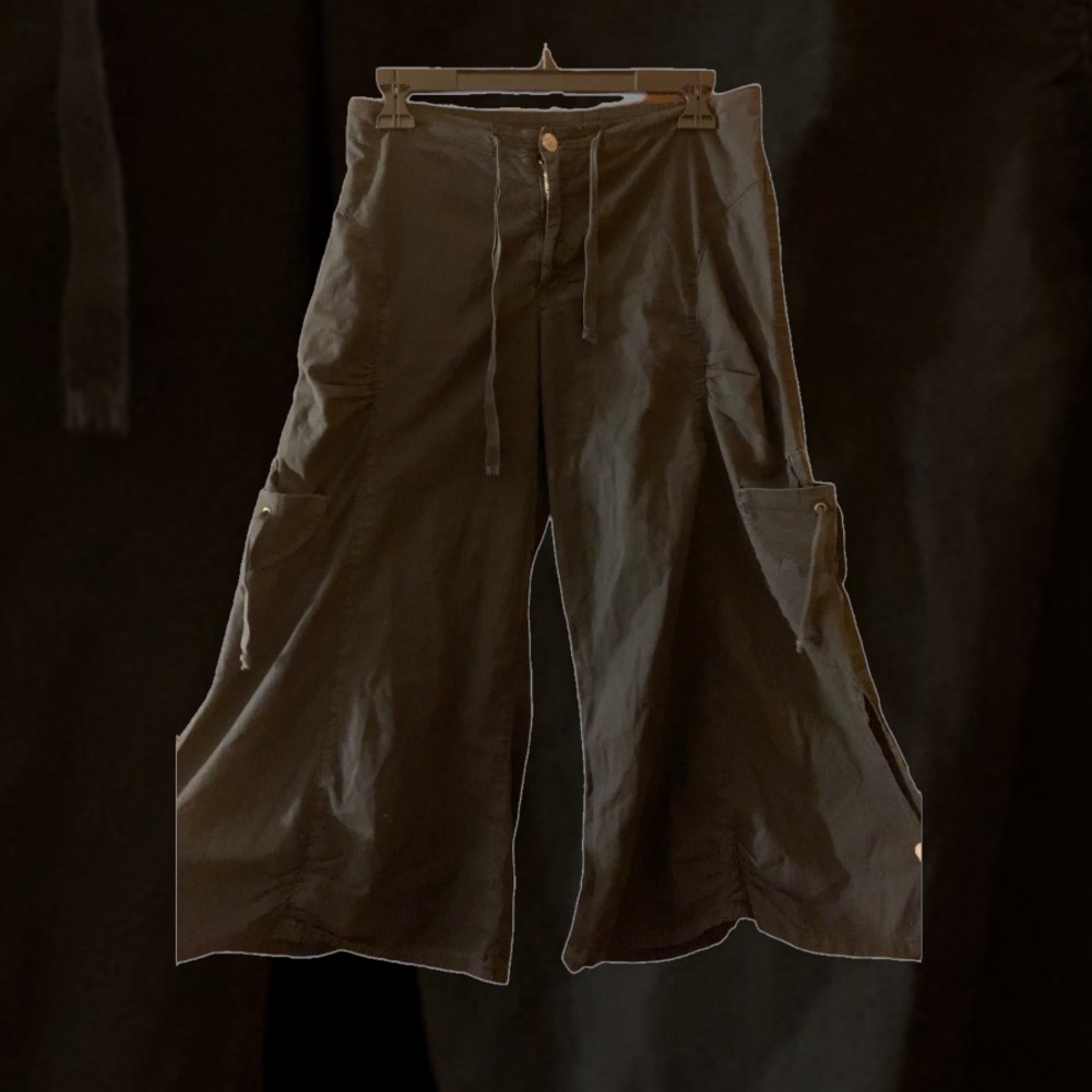 XCVI Vintage Black Gaucho Slit Flare Cargo Pants